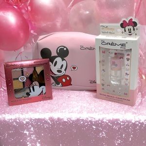 Mickey & Minnie Travel Pouch & Eyeshadow Palette & Minnie Nail Decal Polish Set